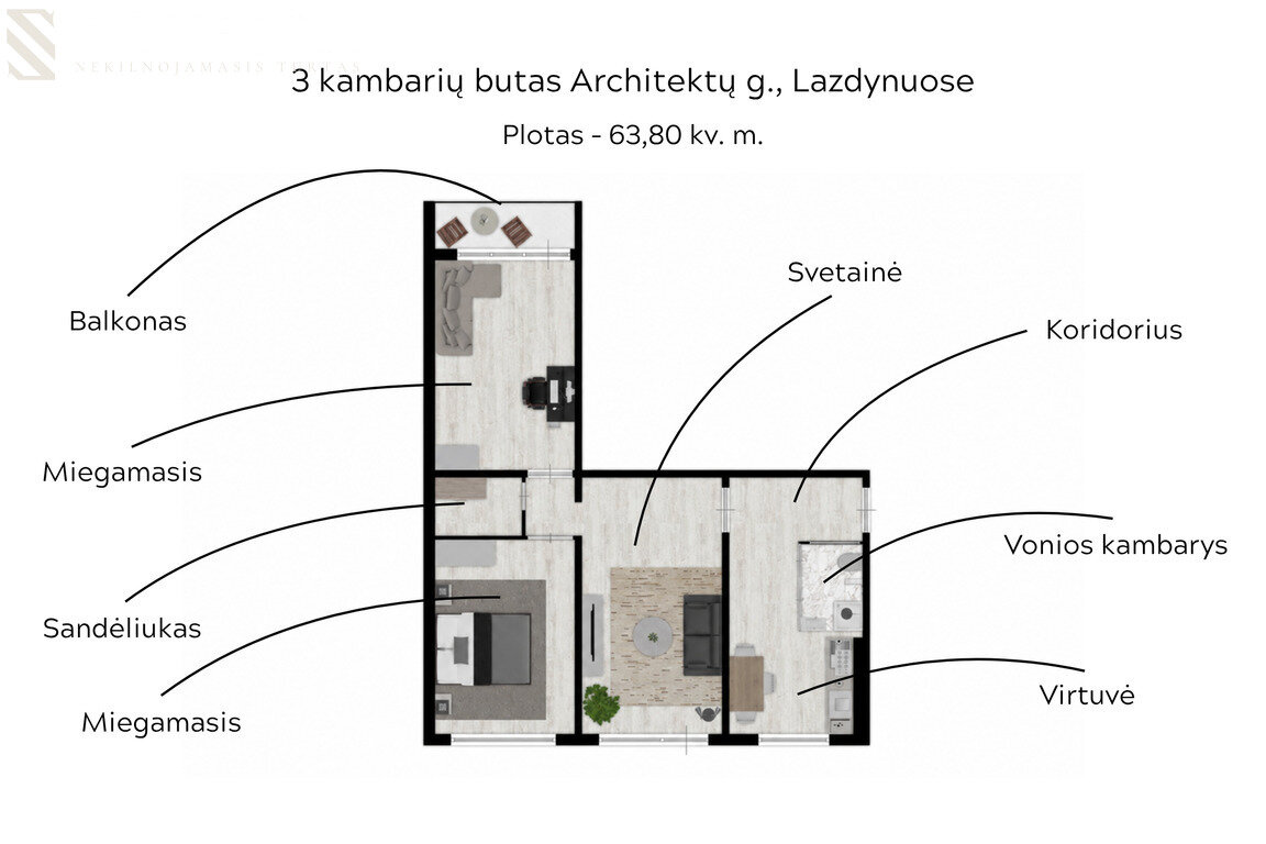 Architektų g., Lazdynai, Vilnius, 3 kamb. – nuotrauka 5
