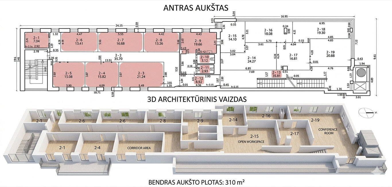 Office / Commercial/service / Other Premises for rent Vilniuje, Antakalnyje, P. Vileišio g. – image 3