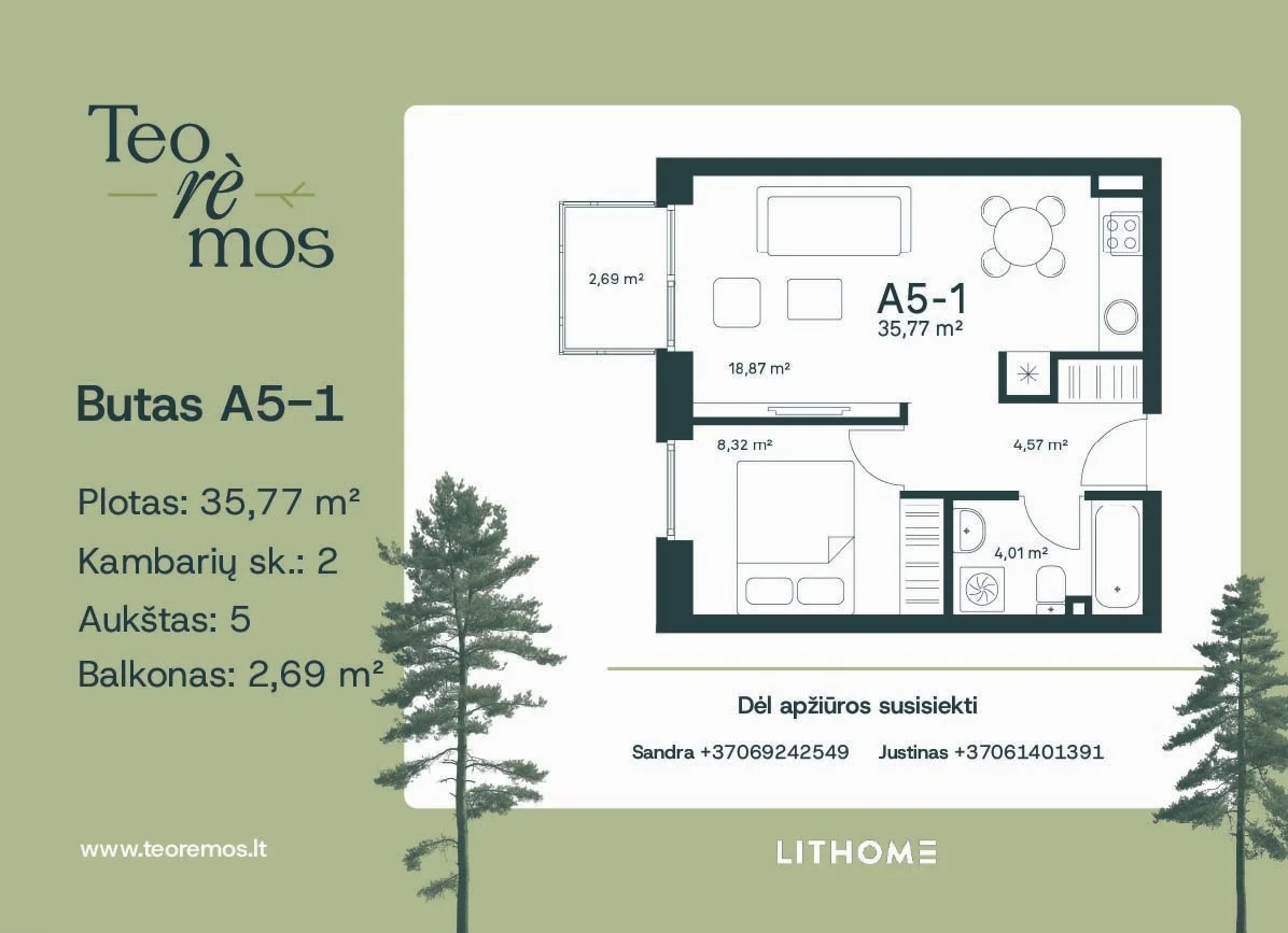 Mokslininkų g. 1A, Visoriai, Vilnius, 1 kamb. – nuotrauka 4