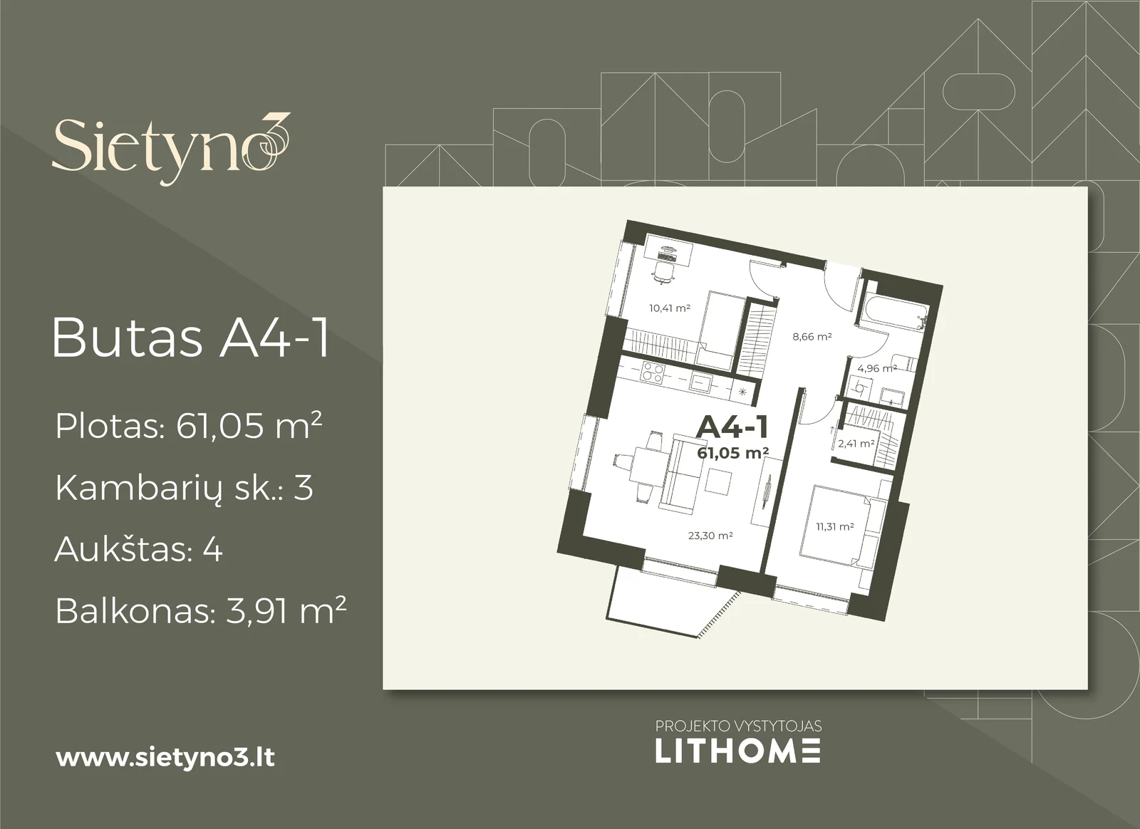 Sietyno g. 3, Karoliniškės, Vilnius, 3 kamb. – nuotrauka 4