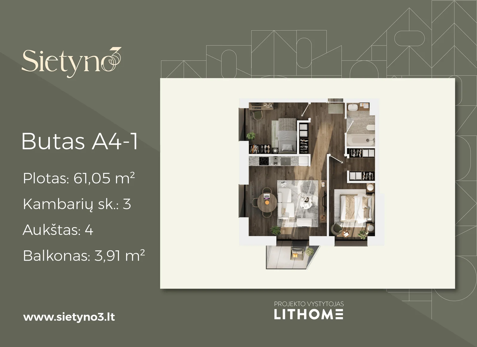 Sietyno g. 3, Karoliniškės, Vilnius, 3 kamb. – nuotrauka 3