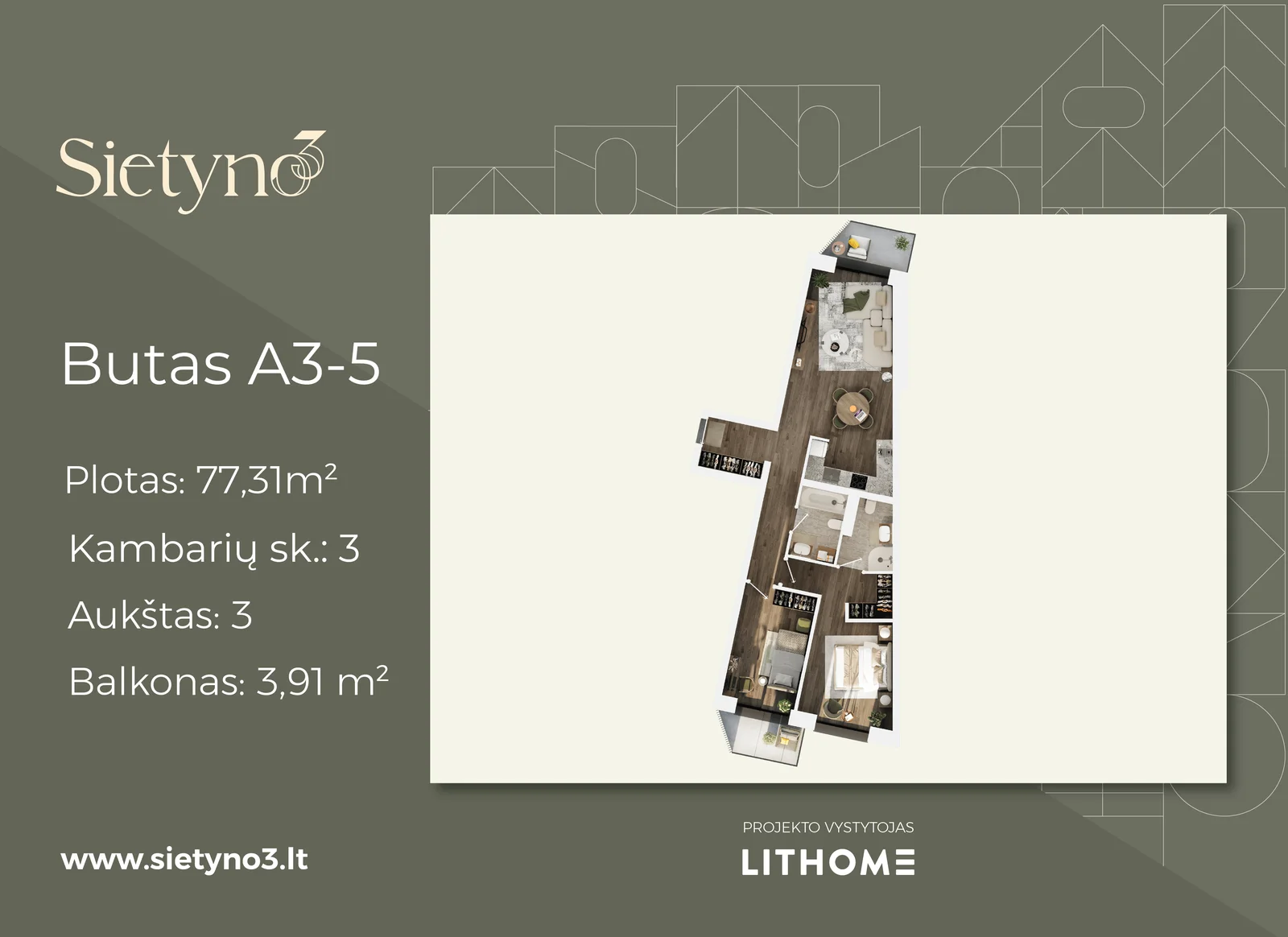 Sietyno g. 3, Karoliniškės, Vilnius, 3 kamb. – nuotrauka 3