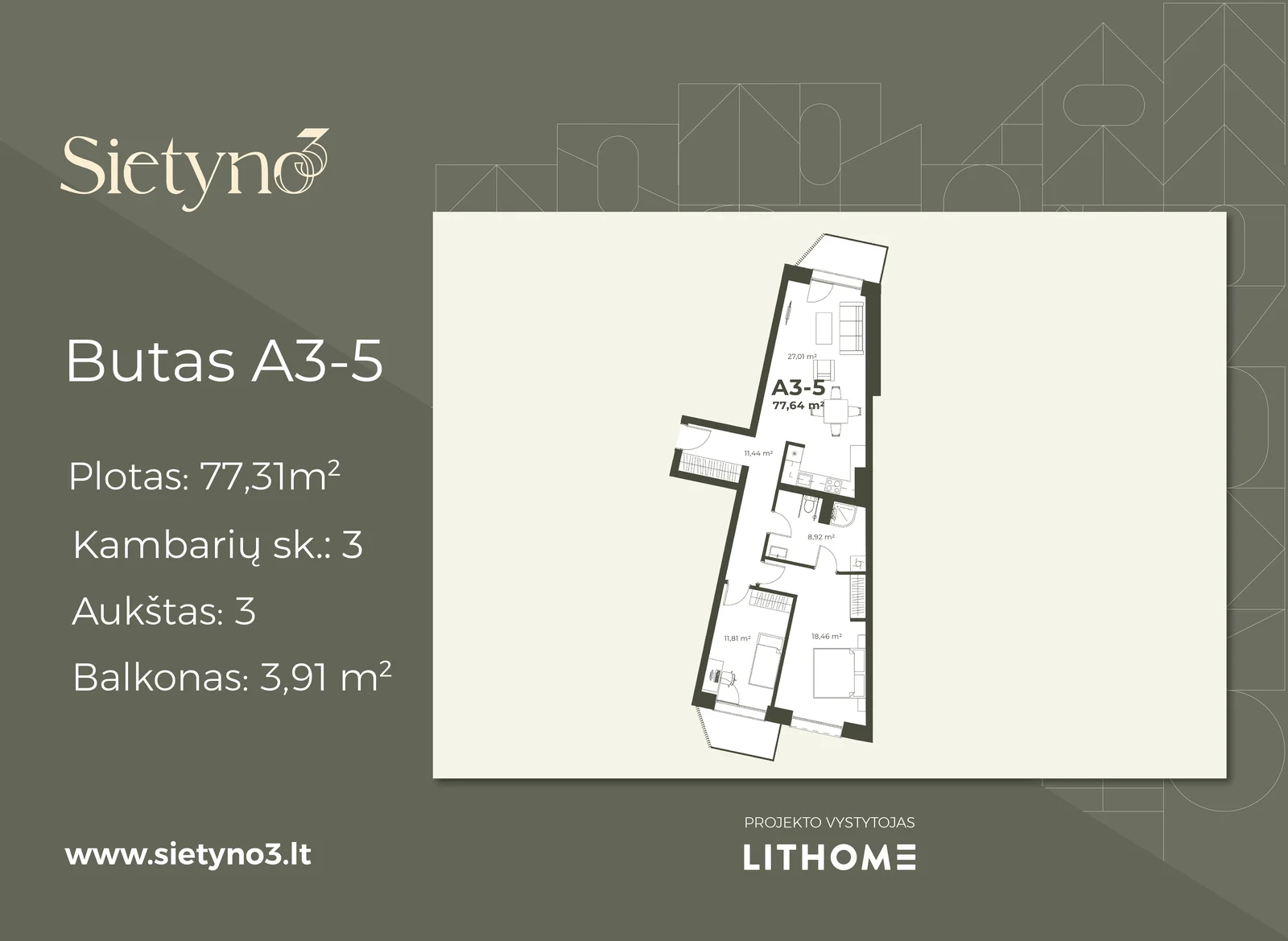 Sietyno g. 3, Karoliniškės, Vilnius, 3 kamb. – nuotrauka 4