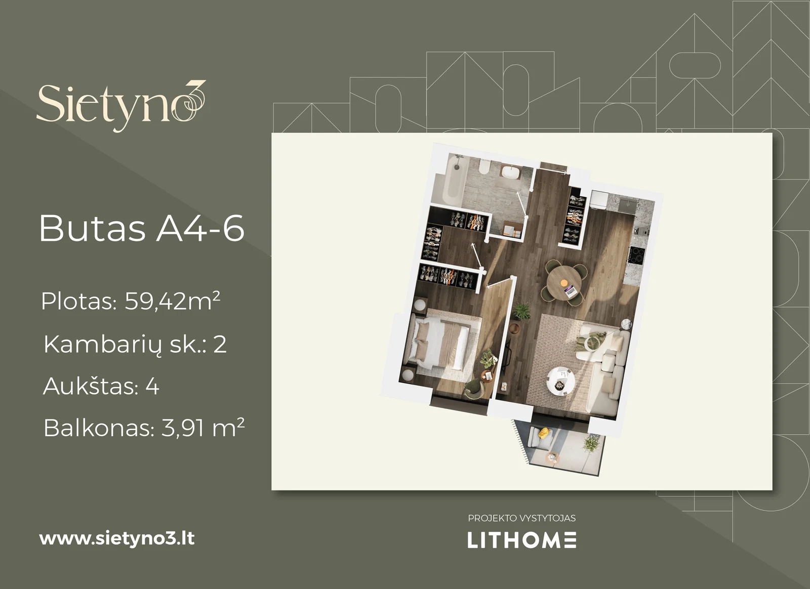 Sietyno g. 3, Karoliniškės, Vilnius, 2 kamb. – nuotrauka 3