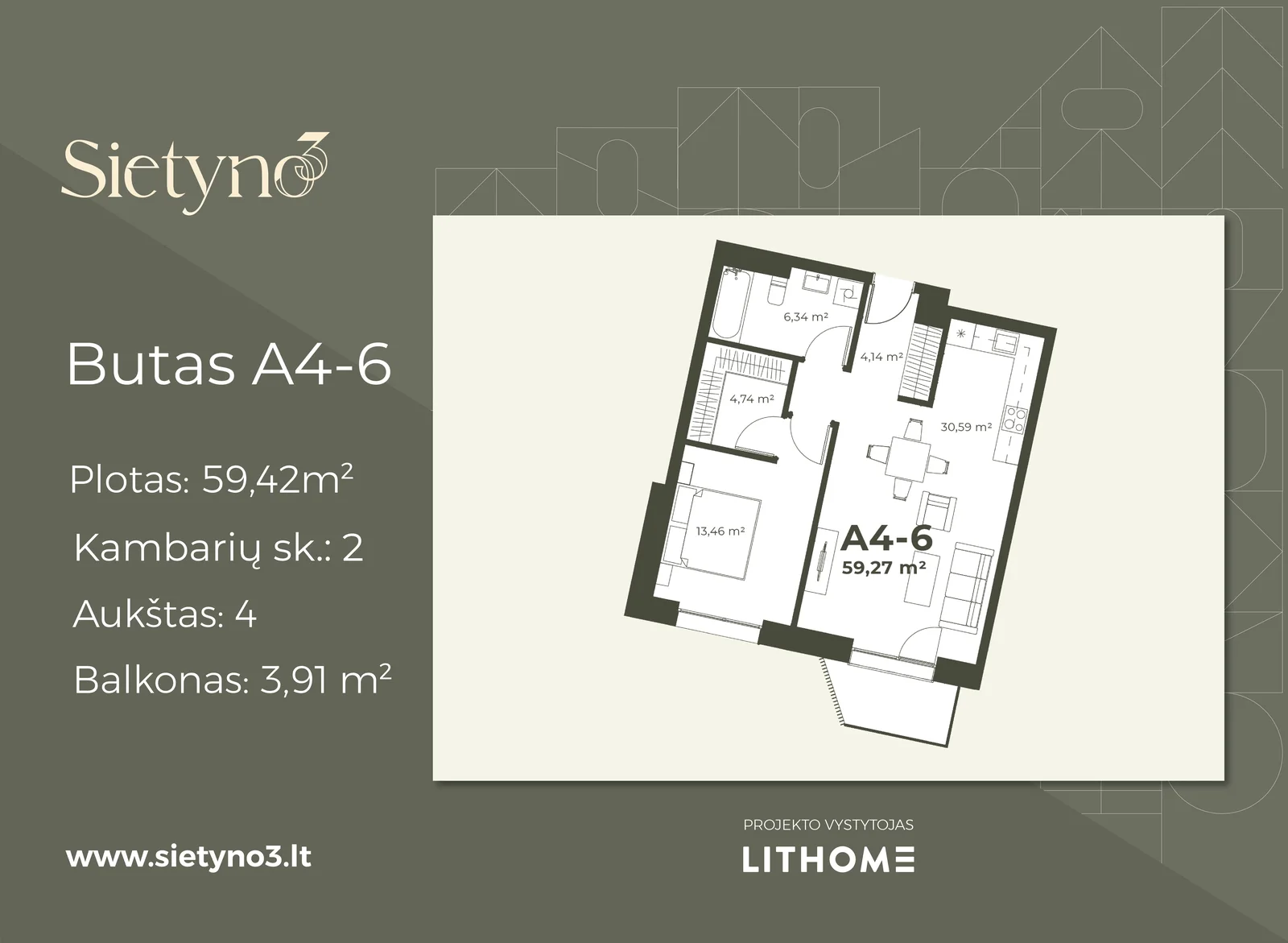 Sietyno g. 3, Karoliniškės, Vilnius, 2 kamb. – nuotrauka 4
