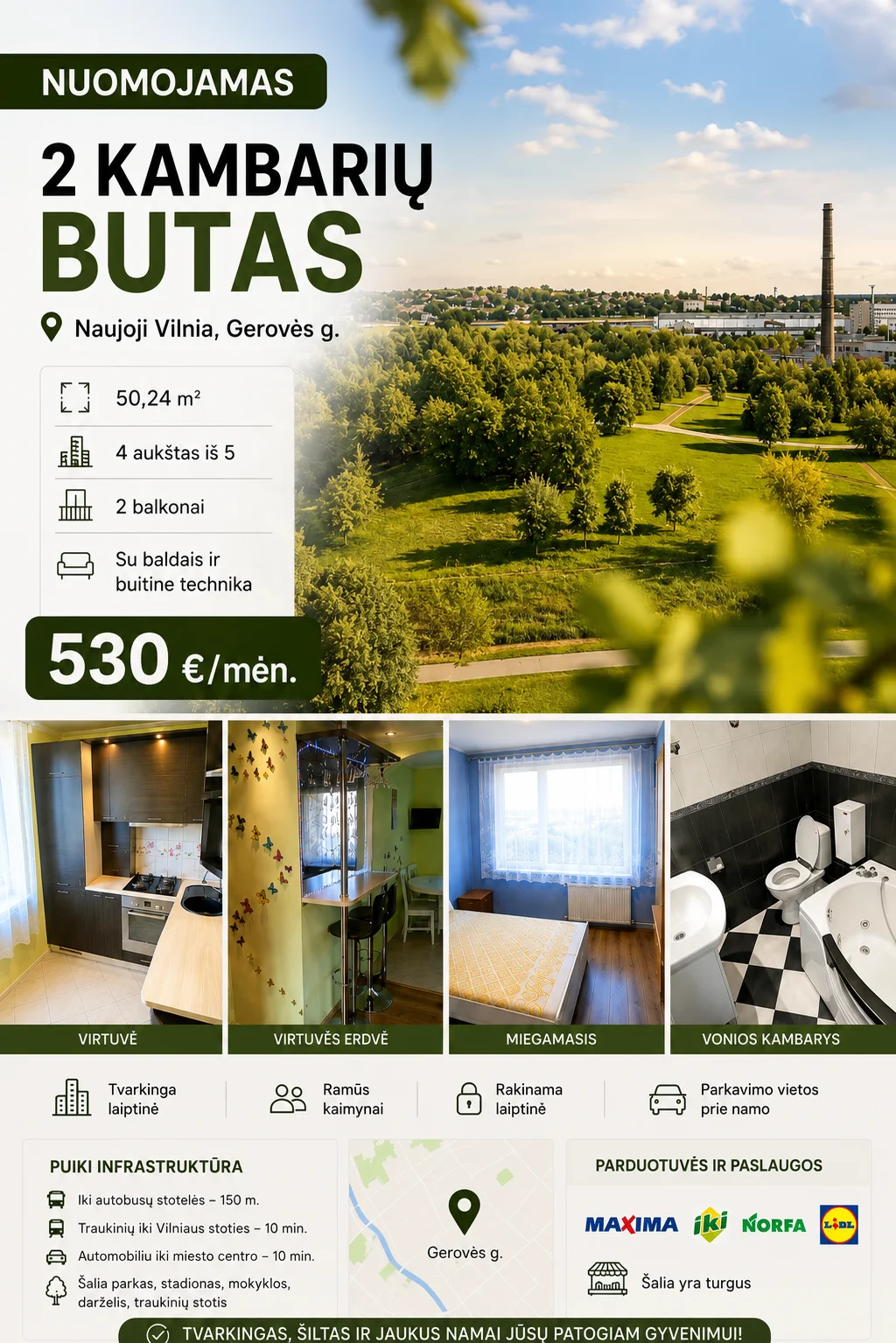 Gerovės g., Naujoji Vilnia, Vilnius, 2 kamb. – изображение 4